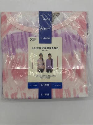 Lucky Brand | Conjunto de 2 piezas para jóvenes camisetas tejidas manga larga violeta/rosa tie dye grandes Foto 1 de 4