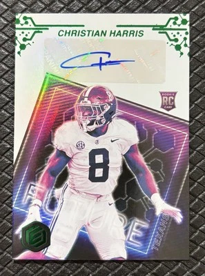 CHRISTIAN HARRIS 2022 Panini Elements Green SSP /25 Rookie Auto Alabama Texans - Image 1 of 2