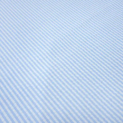 Stoff Baumwolle Seersucker Streifen hellblau weiß Kleiderstoff Blusenstoff - Bild 1 von 4