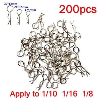 200Pcs R Buckles Fixed Clips Pins Latch For 1/10 1/8 1/16 RC Cars Shell Body USA - Image 1 of 4