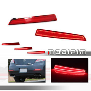 2x Red Rear Bumper LED Reflector Tail Brake Signal Lights For 2009-2011 ACURA TL