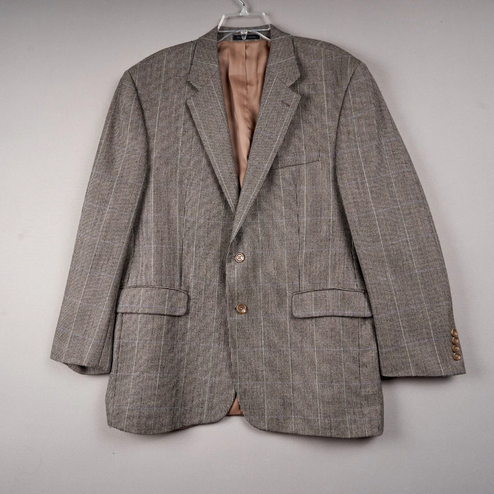 Abrigo deportivo Chaps 46L marrón tweed ventana mezcla lana Foto 1 de 4