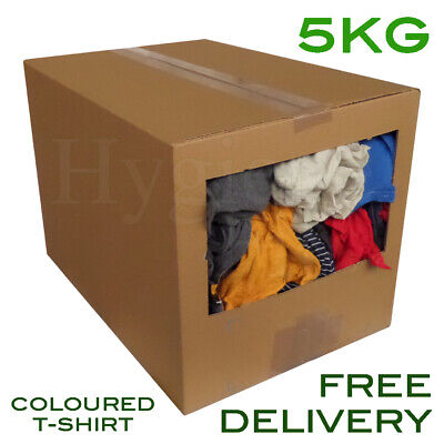 5kg Box Tshirt Cotton Wipers Cloths Cleaning Workshop Mechanic T Shirt Rags • 16.50£