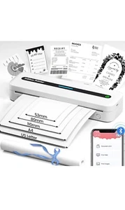 Portable Wireless PrinteR for Travel Inkless Bluetooth, THERMAL A4 PAPER - Picture 1 of 8