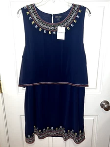 NWT Women's Lucky Brand Navy Blue Casual Mini Dress Size XL - Picture 1 of 7