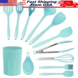 12 Piece Silicone Cooking Utensil Set Food Grade BPA Free Dishwasher Safe New - Picture 1 of 3