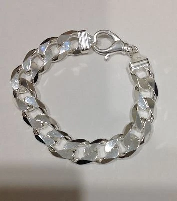 16 毫米 925 纯银男式古巴链手链 8"9 — 第 1/2 张图片