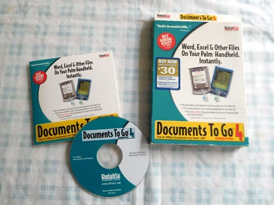 Documents To Go 4 Palm OS Word Excel DataViz CD w/key - Image 1 of 2
