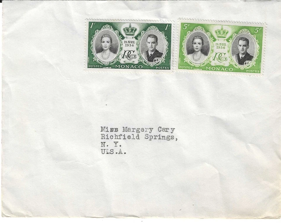 Mônaco - Scott's #366 e 369 capa não publicada endereçada a Richfield Springs, NY - Imagem 1 de 1