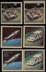 Scott # C125b 1989 EE. UU. azul claro omitido y C122-124 - 20º Congreso de la UPU - MNH - Imagen 1 de 3