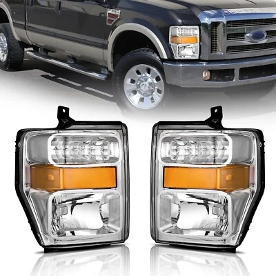 Chrome Headlights For 2008-2010 Ford F250 F350 F450 Super Duty Lamps L+R Pair Foto 1 de 4