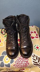 ROCKY- 2091- BLACK LEATHER LACE-UP WITH SIDE ZIPPER COMBAT BOOTS MENS 12 -VGC
