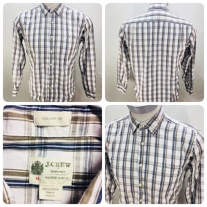 J.Crew Mens Size M Blue Plaid Tailored Fit Washed Button Down Collared Shirt O6 - Picture 1 of 8