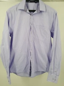 Hisdern Purple Flip Paisley Cuff Long Sleeve Button Uu Mens Shirt Medium 16 - Picture 1 of 7