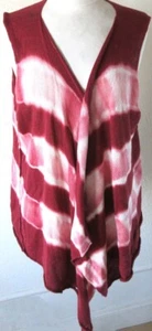 Krista Larson Cranberry Tie-Dyed Cotton Knit Angular Sweater Vest Lagenlook - Picture 1 of 3