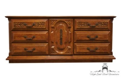 SUMTER CABINET Solid Oak Italian Mediterranean Style 74" Triple Door Dresser - Image 1 of 4