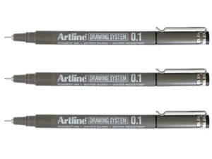 3 x BLACK Artline EK-231 Drawing System Pen 0.1mm 123101 - Picture 1 of 8