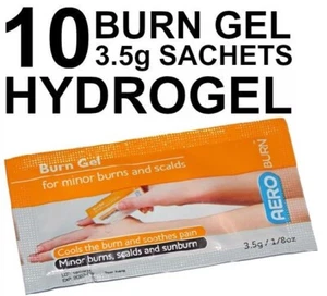 BURN GEL HYDROGEL 3.5g (X 10) SACHETS TREATMENT FIRST AID BURNS - Picture 1 of 2