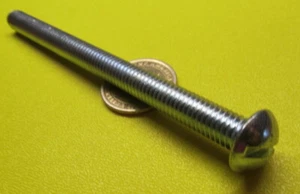 Round Head Zinc Steel Slotted Machine Screw 3/8"-16" x 5.00" Length 10 Pcs - Picture 1 of 7