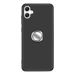 Coque pour Samsung Galaxy A05 Silicone Flexible Noir Anneau Chromé Argent - Photo 1/6