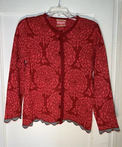 Oleana Wool Floral Cardigan Sweater Norwegian Size S. c469 - Picture 1 of 12
