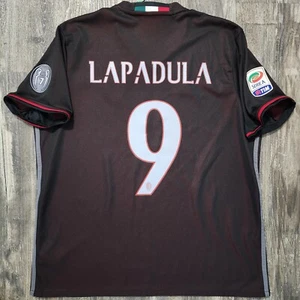 Camiseta de fútbol local 2017 Adidas AC Milan para hombre L Gianluca Lapadula Italia LEER - Imagen 1 de 11