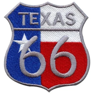 Texas Flag Route 66 Freeway Sign Embroidered Iron On Patch - Picture 1 of 2
