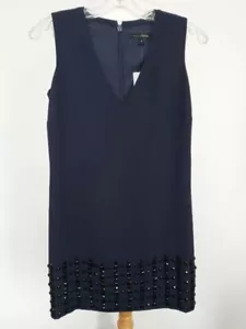 Next Petites UK SIZE 6 Navy Bead Embelished Sleeveless Shift Dress - Picture 1 of 4