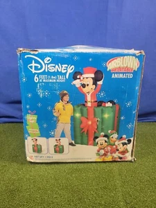 Vintage 6' Christmas Mickey & Minnie Present Animated AirBlown Inflatable Pop Up - Picture 1 of 2
