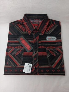 Rock & Roll Denim Modern Fit Long Sleeve Pearl Snap Aztec Print Shirt Mens L - Picture 1 of 6