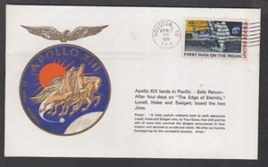 United States America 1970 Cover Apollo XIII Land in Pacific 1st Man on the Moon - Picture 1 of 1