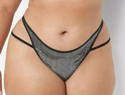 Lane Bryant Sexy Silver Metallic Dipped Strappy Thong Panty Plus Size 26/28, 4X - Image 1 of 4