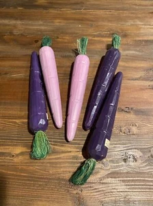 Unique Rustic Wooden Purple And Pink “bunny bite”Carrots 7 Total Easter,Seasonal - Picture 1 of 6