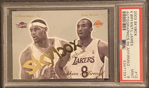 2003 Skybox LEBRON JAMES KOBE BRYANT Autographics Rookies Affirmed RC #12 PSA 9 - Picture 1 of 3