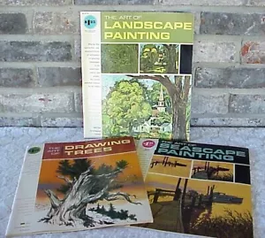 Vintage Art Books Drawing Painting (3) Trees Seascape Landscape Grumbacher - Picture 1 of 12