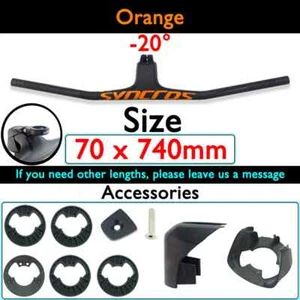 Integrated Handlebar with Stem Full Carbon Fiber MTB Handlebar Parts -20 Degree - Picture 1 of 43