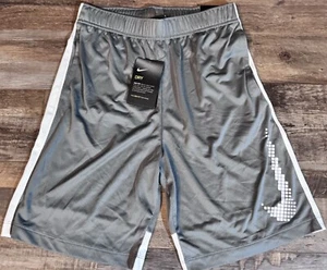 NWT Nike Boys Youth YXL Gray/White Big Swoosh Training Shorts XL - Picture 1 of 2