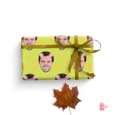 Rollo de papel de envolver regalos personalizado con foto corte facial ratón filtro envoltura de regalo Foto 1 de 4