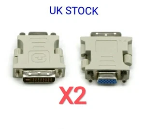 X2 DVI-I MALE DVI 24+5 PIN to VGA SVGA FEMALE 15PIN MONITOR ADAPTER CONVERTER - Picture 1 of 4