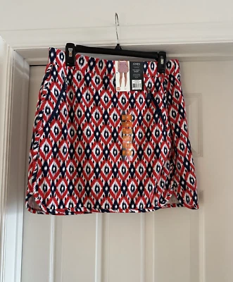 Jones New York Signature Skort Skirt Short wrap skort Red White Blue Sz Medium - Image 1 of 4