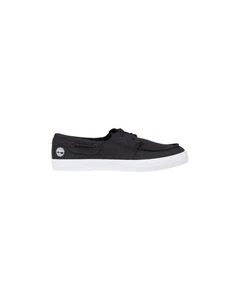Timberland Authentic Boat Shoe Casual Canvas Men Black Moccassins - Picture 1 of 4
