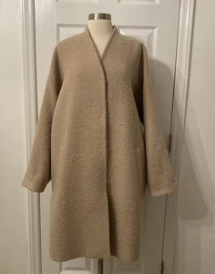 Eileen Fisher Beige Alpaca Wool Snap Closure Coat Sz M - Picture 1 of 14