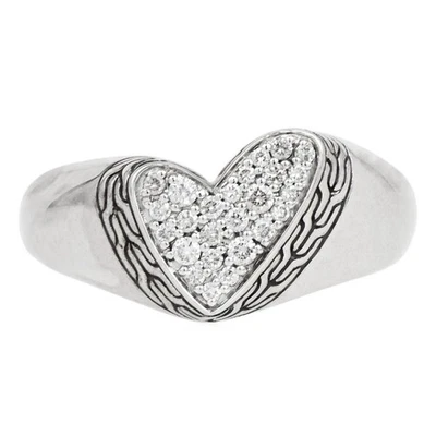 Anillo John Hardy 0,19 quilates diamante plata maná corazón pavé sello 6,0 gr $895 talla 7 Foto 1 de 4