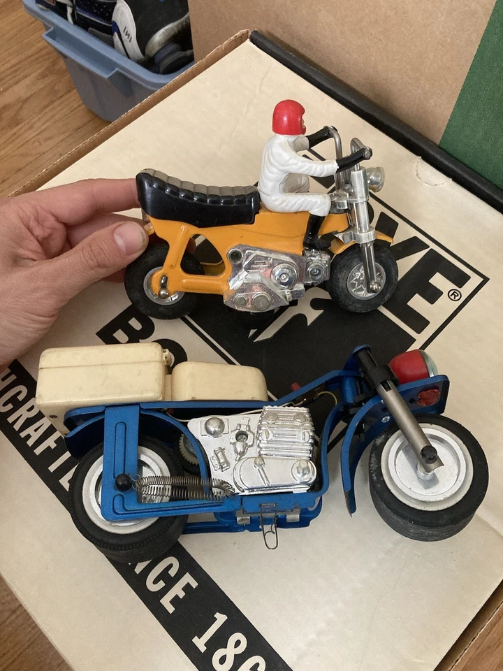 TONKA JAPAN HONDA ST MOTORCYCLE PRESSED STEEL FRICTION MOTOR VINTAGE 1970s rider - Image 1 of 4