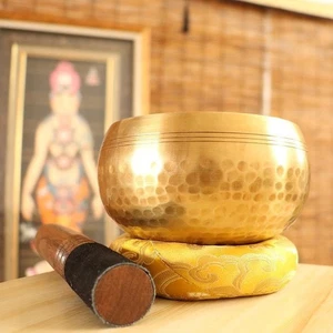 Sound Schale Hand gehämmert Nepal Meditation Yoga Tibetisches Singen Schale Set - Bild 1 von 2