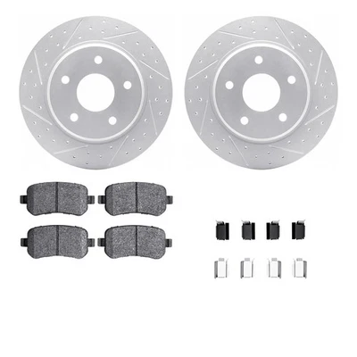 For Dodge Grand Caravan 08-12 Drilled & Slotted Rear Brake Kit w Optimum Pads - Imagem 1 de 3