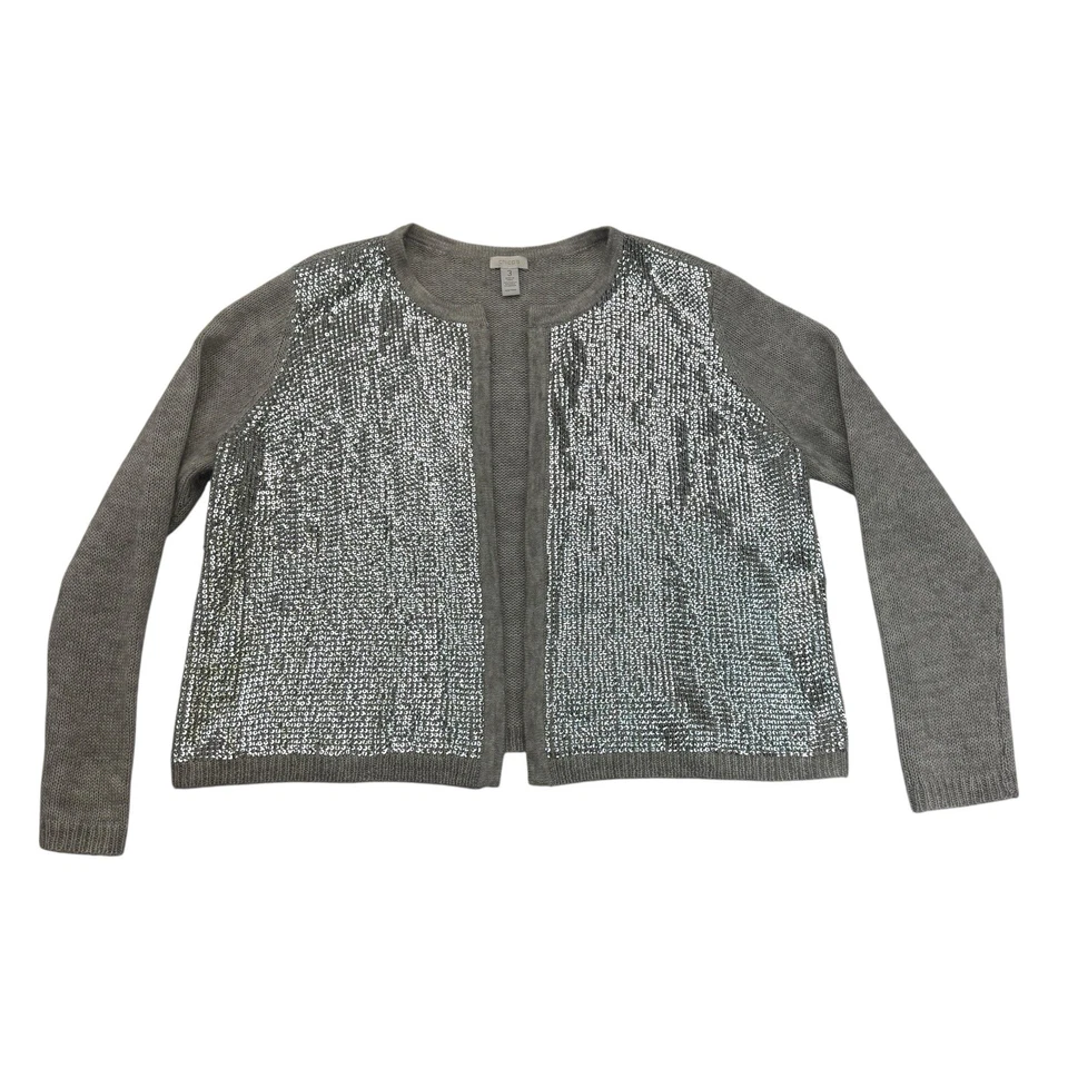 Chicos Cárdigan Mujer 3 XL Gris Plata Lentejuelas Frente Abierto Suéter Manga Larga Foto 1 de 4