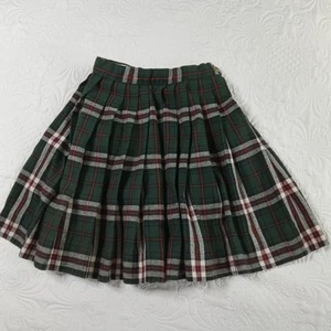 Dennis School Uniform Skirt Girls 9 Green Red Tartan Knife Pleats Vtg USA GUC - Picture 1 of 7