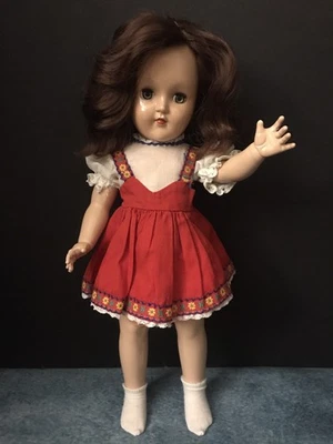 Vintage Ideal 14"  Toni P-90 Doll Brown Hair Original Tagged Dress  - Image 1 of 4