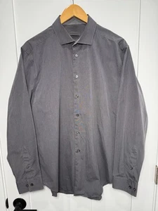 CALVIN KLEIN Mens Size 17 34/35 Slim Fit Gray Cotton Dress Shirt Excellent Cond - Picture 1 of 9